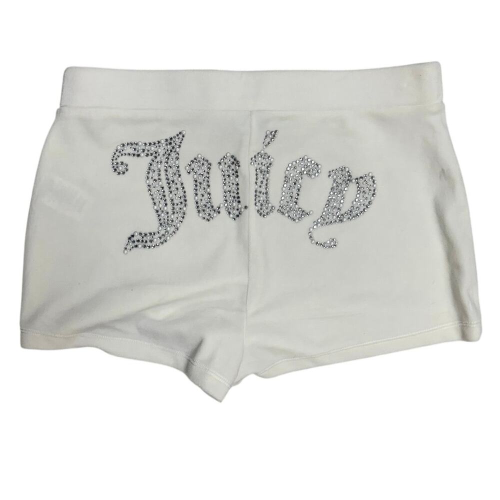 Ivory Velour Juicy Rhinestone Booty Shorts Y2K Lounge Glam NWT 🤍 Size M ✨